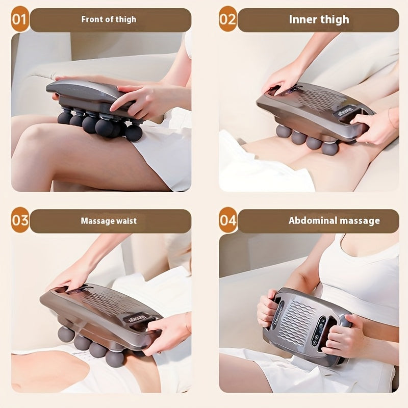 Ten-Head Fascia Gun Massager with 9 Modes 9 Intensity Levels Rechargeable Lithium Battery USB Charging LED Display Whole Body