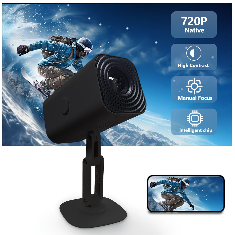 Portable HD Projector 720P Support 1080P Wi-Fi USB SD Card for Home Office