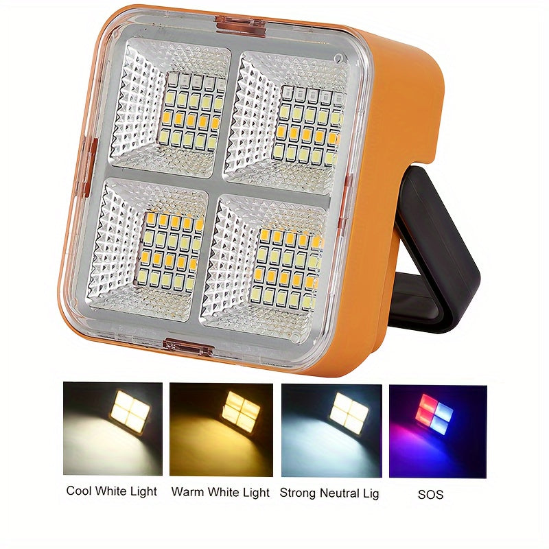 Portable Solar LED Floodlight with Magnetic Base 2400mAh Battery for Camping Fishing Emergency and Outdoor Work