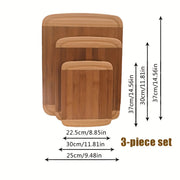 Bamboo Chopping Block Set 3-Piece Kitchen Prep Boards for Cooking and Entertaining