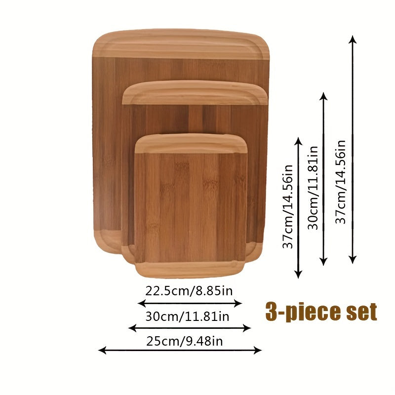 Bamboo Chopping Block Set 3-Piece Kitchen Prep Boards for Cooking and Entertaining
