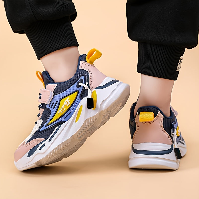 Boys Breathable All-Season Casual Sneakers with Low Top PU Upper and EVA Sole