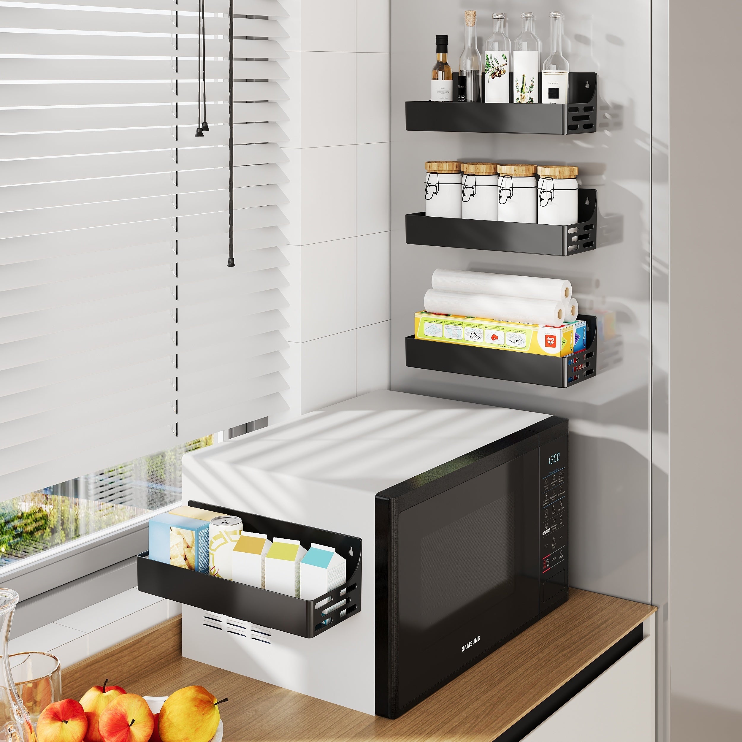 Magnetic Refrigerator Shelf Set of 1 2 or 4 Non-Perforated Metal Wall Mount Storage