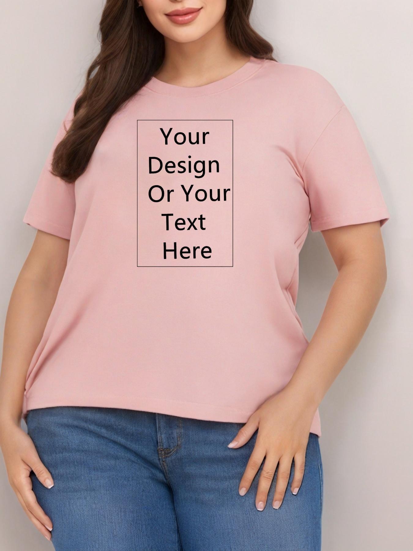 Women's Plus Size Casual T-Shirt Breathable Stretch Short Sleeve Black White Text