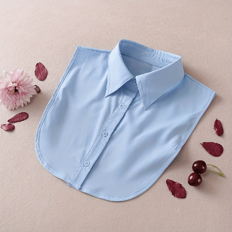 Chaleco de camisa con cuello a rayas removible para mujer con cuello puntiagudo y diseño anti-exposición