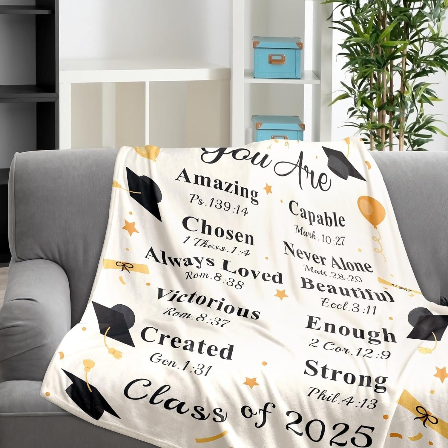 Manta de graduación de felpa de poliéster suave con mensajes motivacionales para todas las estaciones