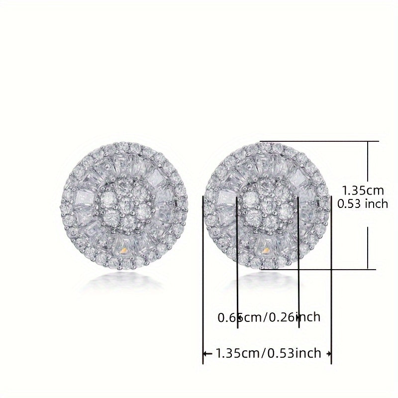 White Zirconia Stud Earrings for Women Silver-Plated Jewelry