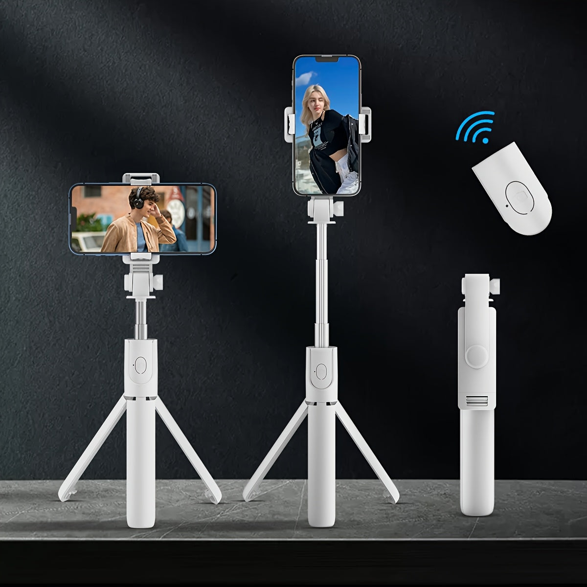 Wireless Selfie Stick Tripod with Remote Control Extendable Phone Holder Stand for Smartphones