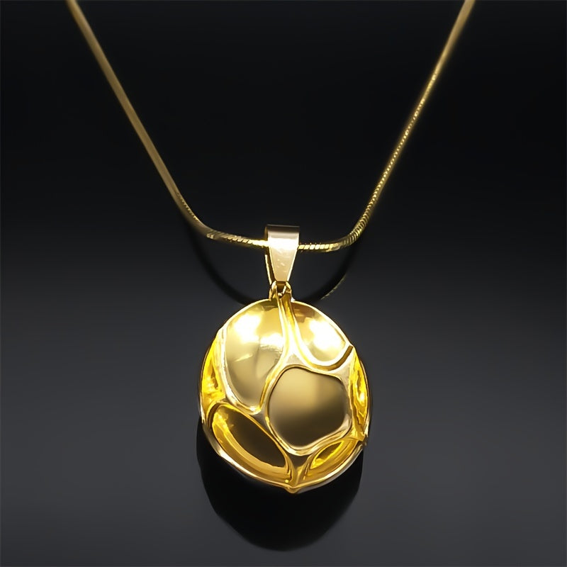 Women’s Enamel Pendant Necklace Geometric Contrast Stainless Steel Chain Jewelry