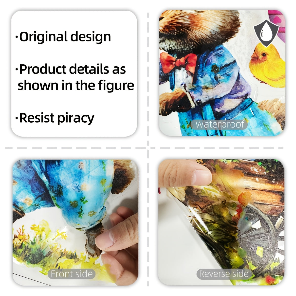 Easter Bunny and Chick Window Cling Decal 30.48cm PVC Self-Adhesive Floral Egg Decor