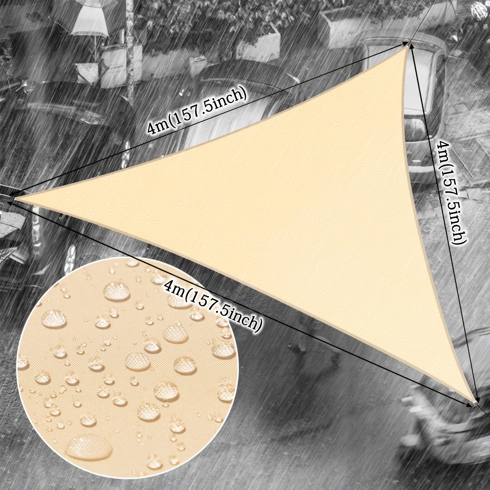 Бежевый водонепроницаемый тент-навес для бассейна, патио, сада, треугольный, полиэстер, блокировка УФ