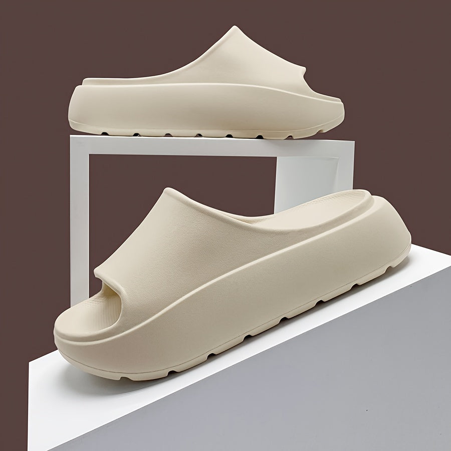 Women's Solid Color EVA Beach Slides with Wedge Platform and Soft Sole
