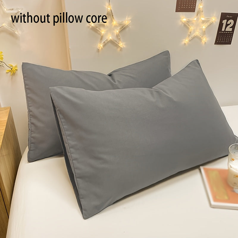 Set of 2 Rectangular Fleece Pillowcases Ultra Soft Breathable Machine Washable