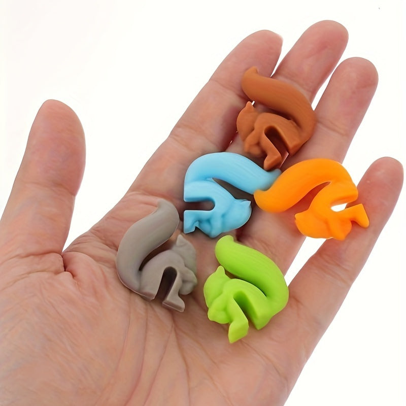 Silicone Squirrel Tea Bag Holder Set, Colorful Drink Accessories, Cup Rim Holder