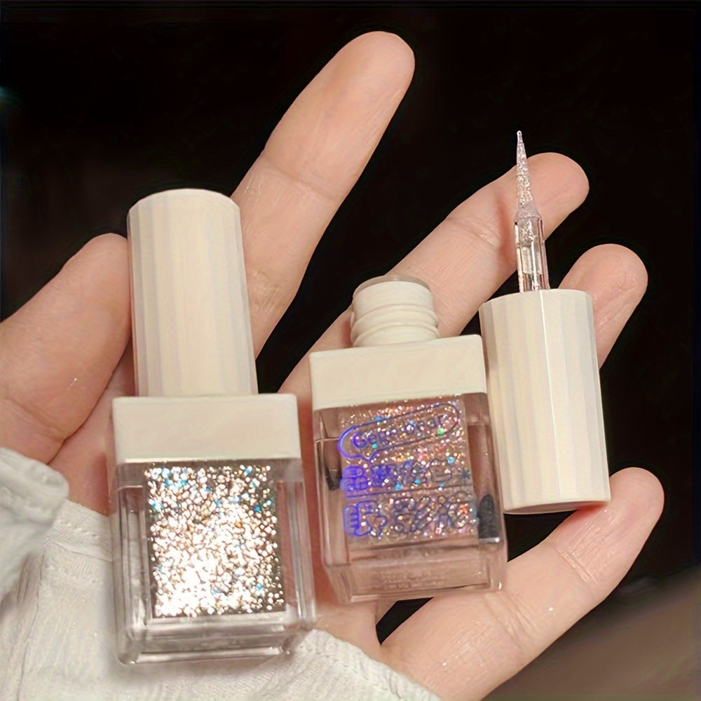 Sombra líquida para ojos para mujer con purpurina, piedras de rhinestone y iluminador