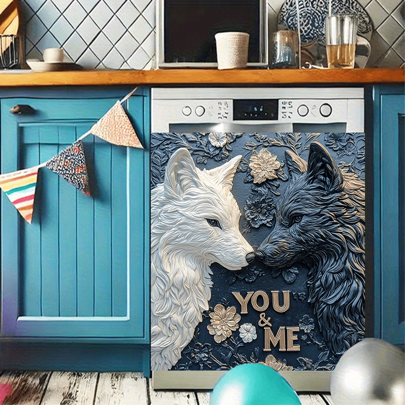 Romantik Boʻrdoq Juftligi Magnit bilan "Siz va Men" Gul Relief Sanʼati Suv oʻtkazmaydigan Muzlatgich Dekori 58.5x65 sm