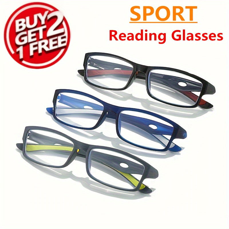 Juego de 3 gafas de lectura ultraligeras para personas de mediana edad y mayores, antideslizantes y anti-fatiga