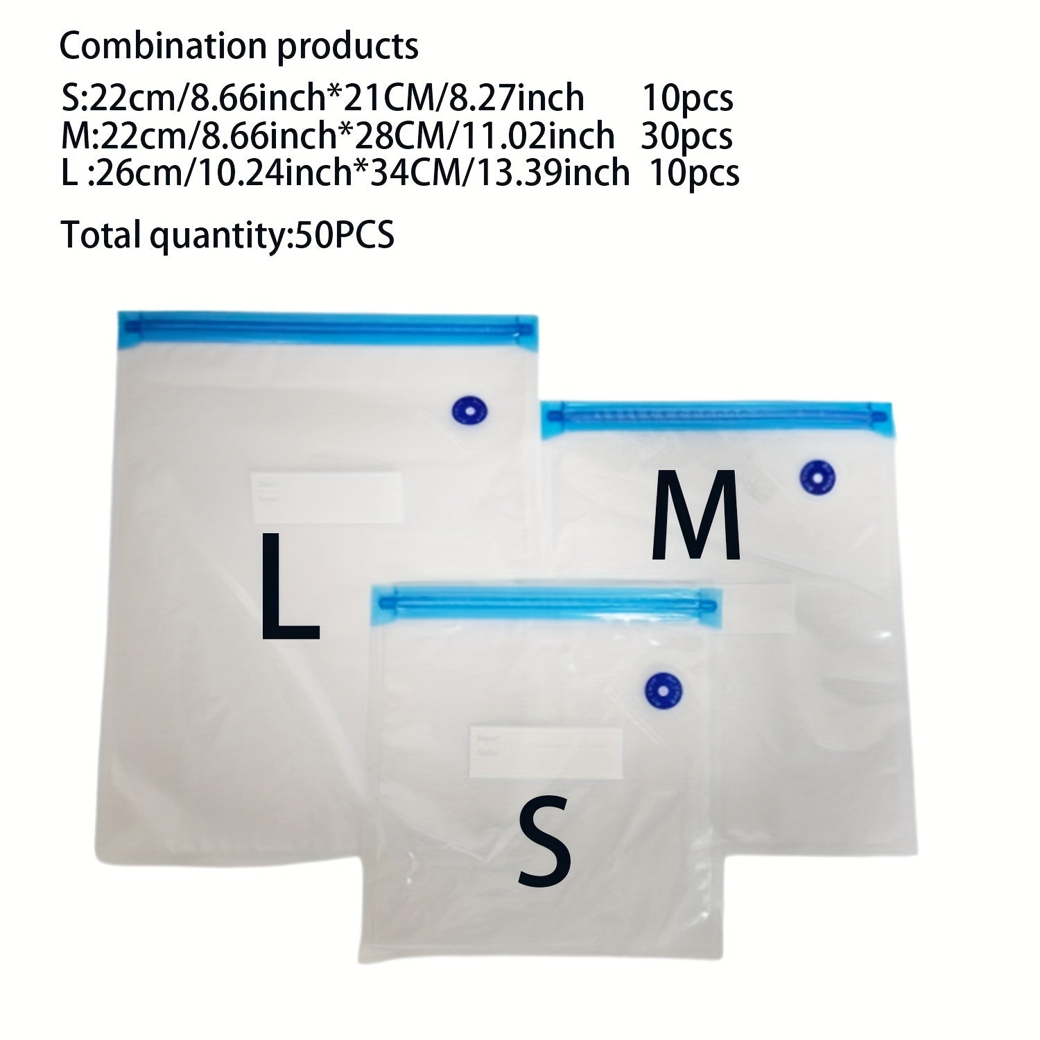 Многоразовые пакеты для хранения продуктов, набор из 50 штук с застежкой-молнией, размеры 3-в-1 для подготовки еды и организации кухни