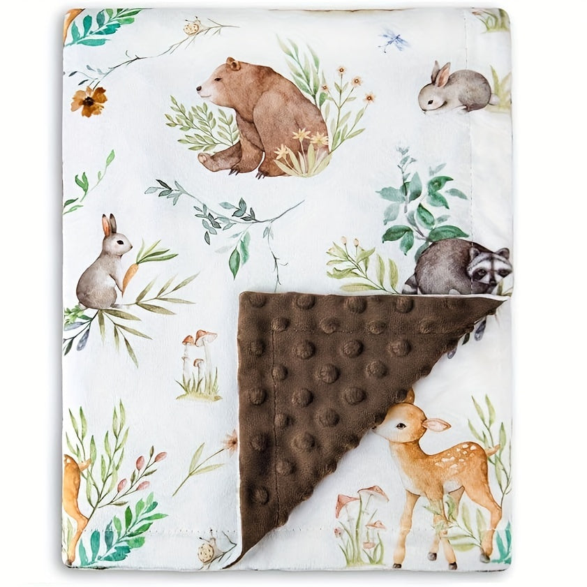 Baby Blanket 30x40 Inches Minky Plush Animal Print Dotted Backing for Newborns and Toddlers