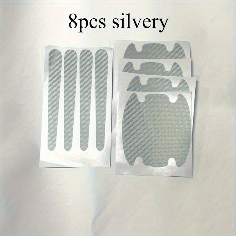8 Pcs Carbon Fiber Car Door Handle Protectors Scratch Resistant Covers Universal Fit Black