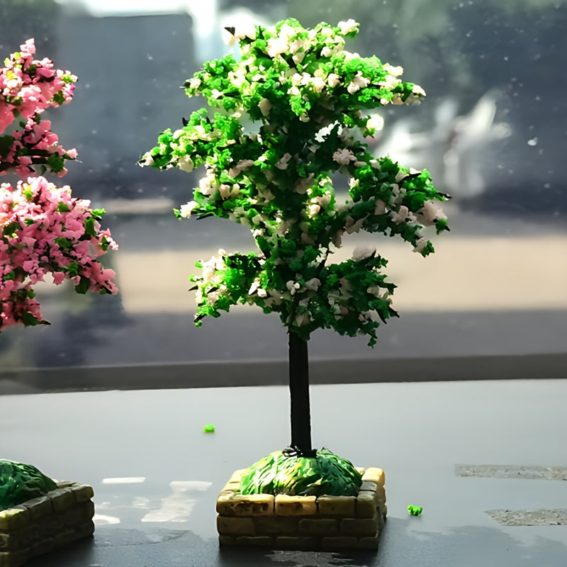 2pcs Miniature Artificial Flower Trees Plastic Car Interior Decor/Home Accents