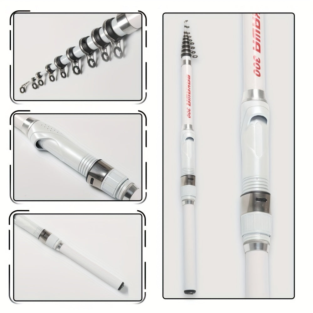 Telescopic Fishing Rod 3M Ultra Light Fiberglass Spinning Carp Feeder Adult White
