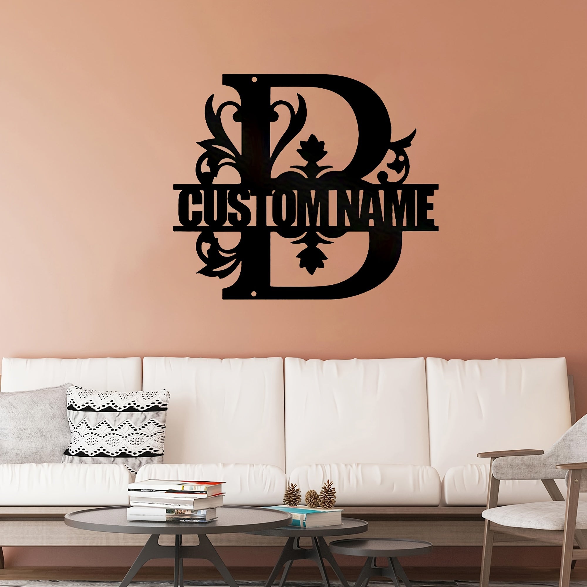 Personalized Metal Family Name Wall Decor with Custom Iron Monogram Sign