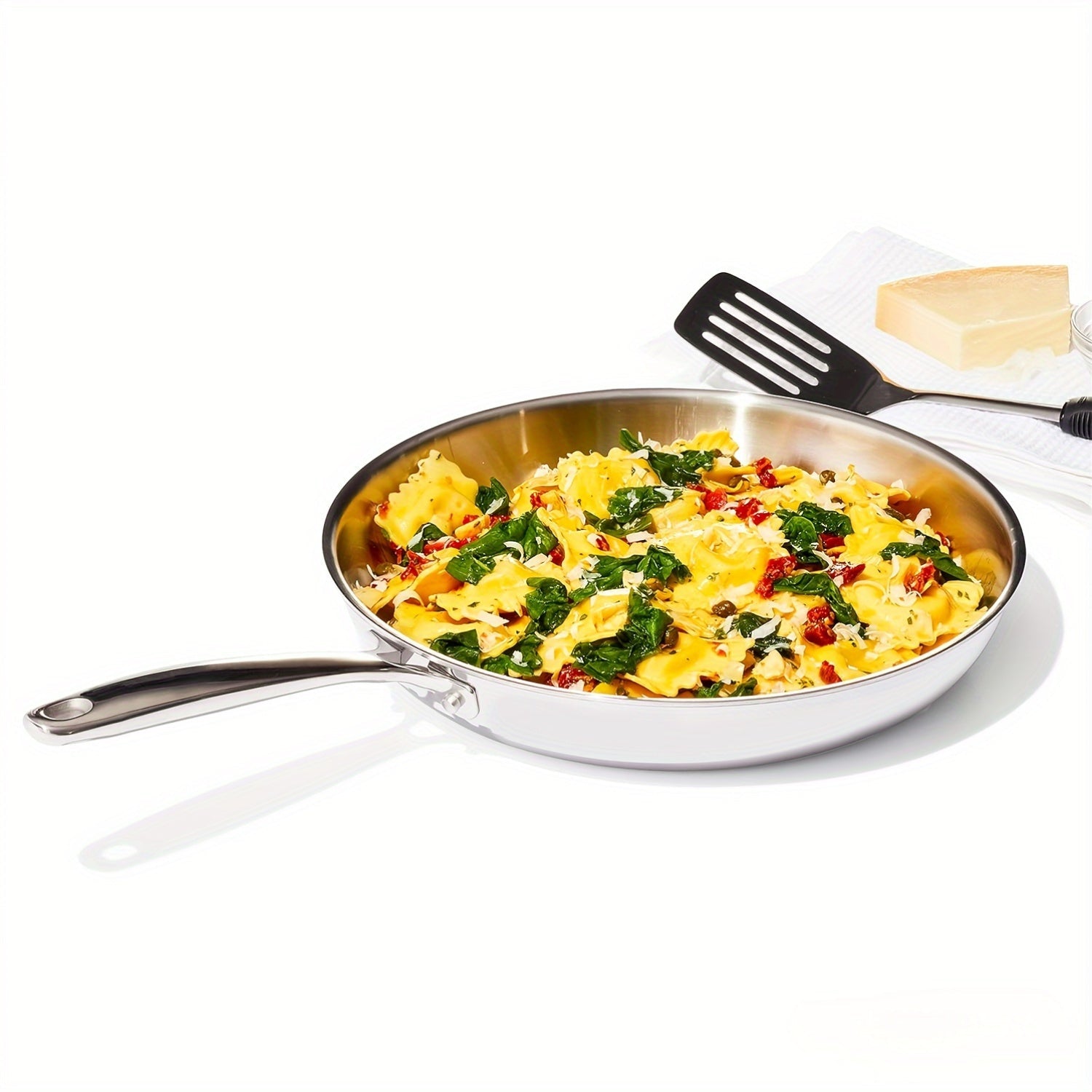 Juego de sartenes antiadherentes de acero inoxidable apto para horno y compatible con inducción