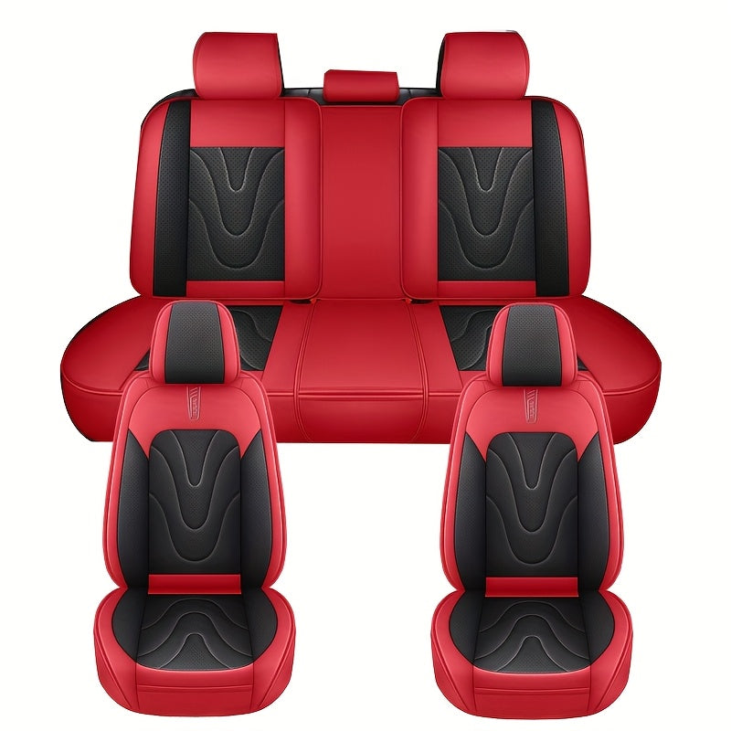 Fundas de asientos de coche de cuero sintético de cinco plazas, durabilidad en todas las estaciones, cobertura completa
