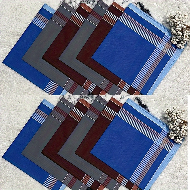 Juego de 12 pañuelos de tela oscuros para hombres, para bolsillos de traje y toallitas para el sudor