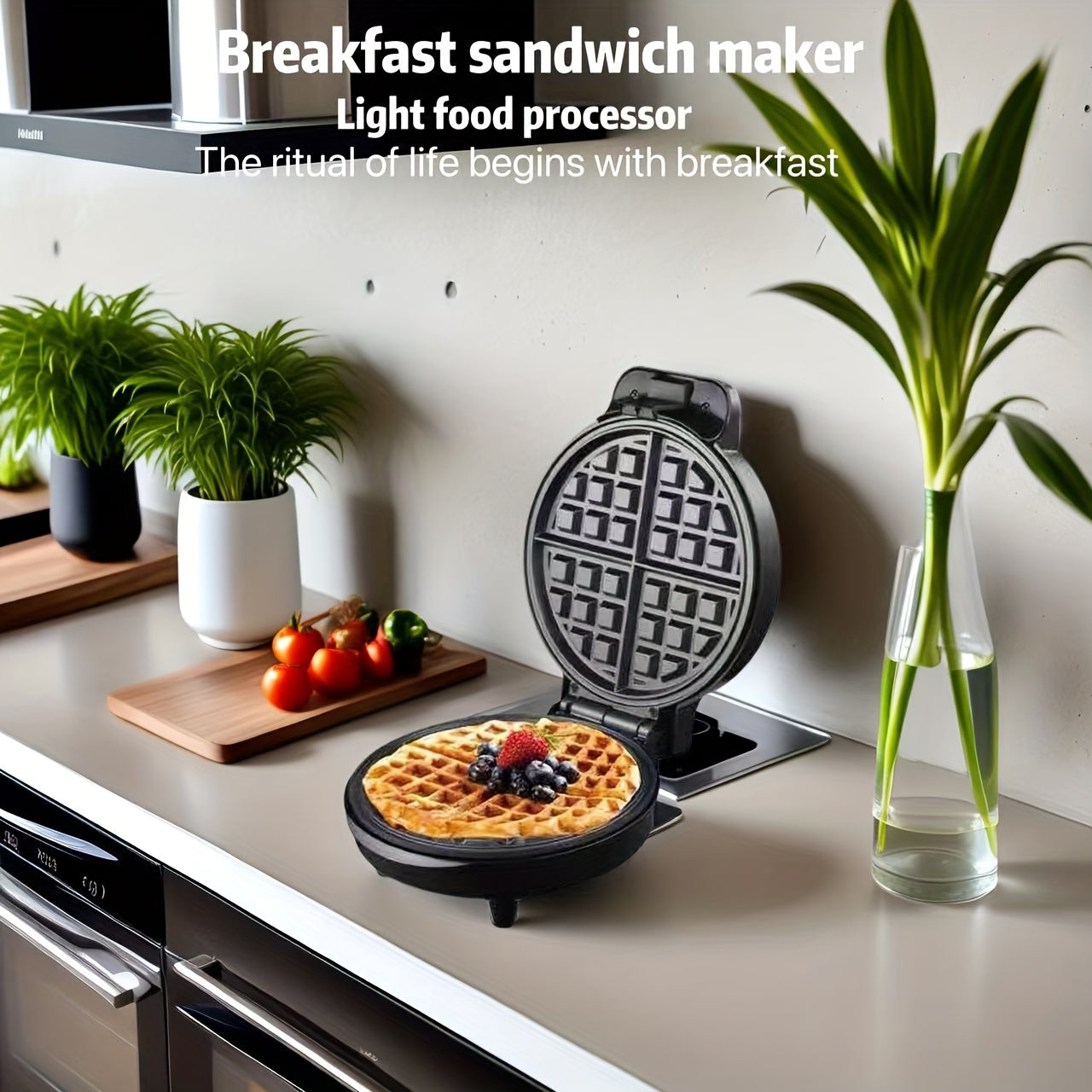 Large Capacity European Waffle Maker for Four Waffles Non-Stick Easy to Clean