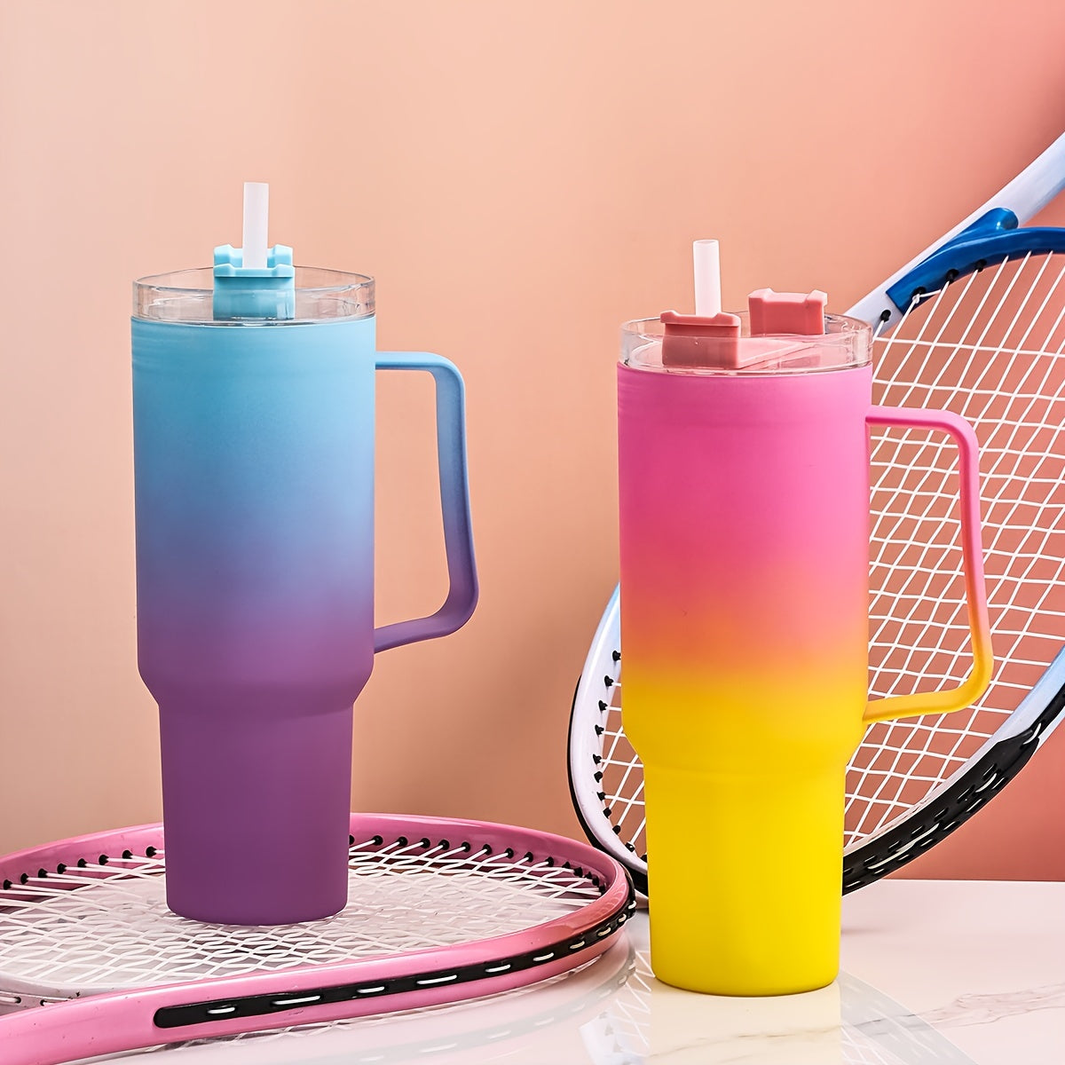 Taza de viaje de policarbonato blanco con asa, gran capacidad para uso en coche y oficina