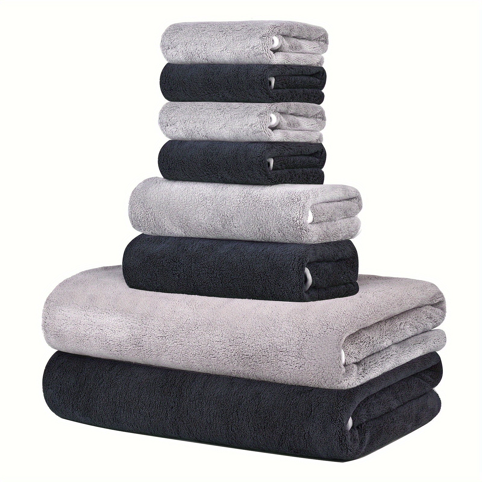 Microfiber Bath Towel Set 8 Pieces Quick Dry Highly Absorbent Lightweight