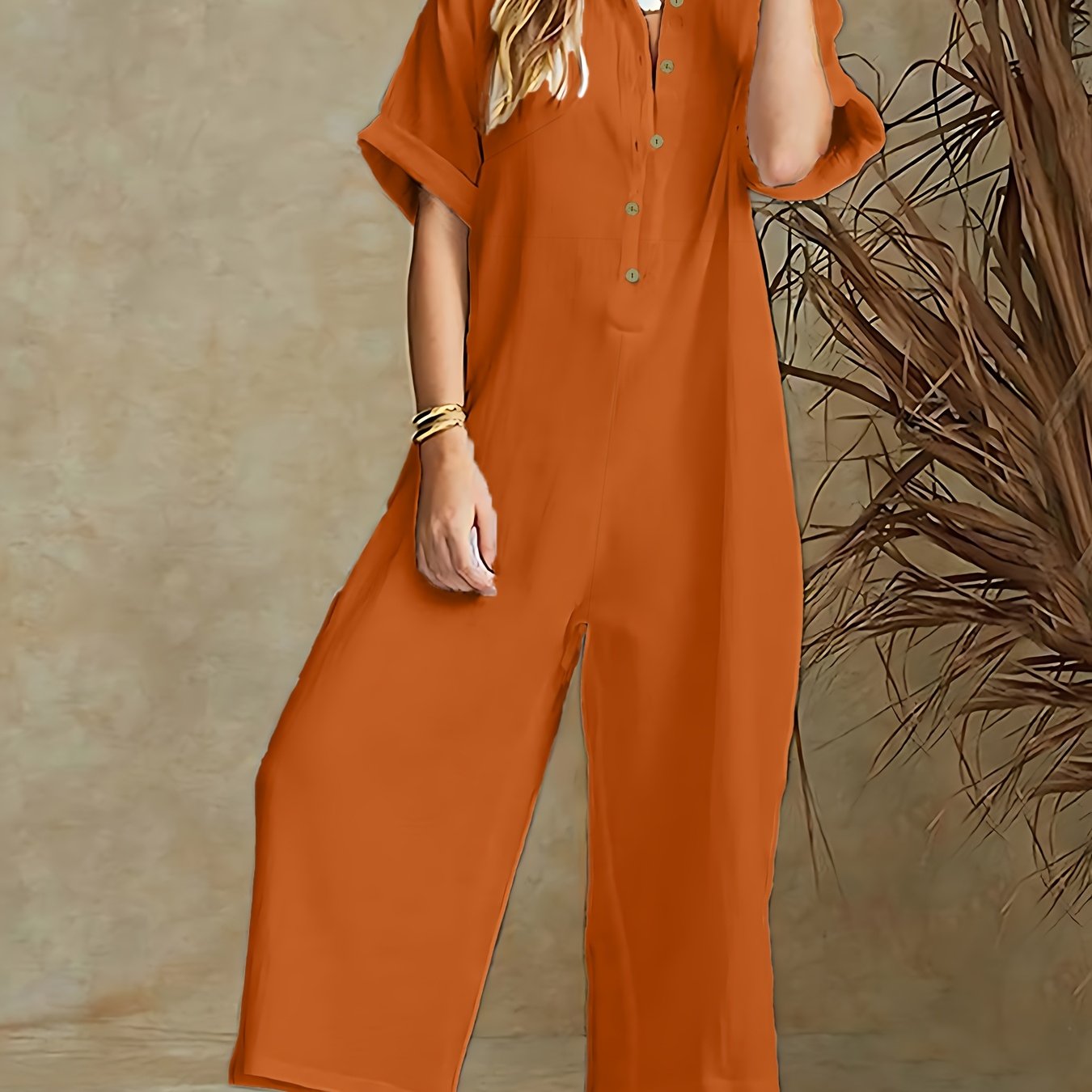 Women's Plus Size Casual Jumpsuit Black Wide-Leg Spring Summer