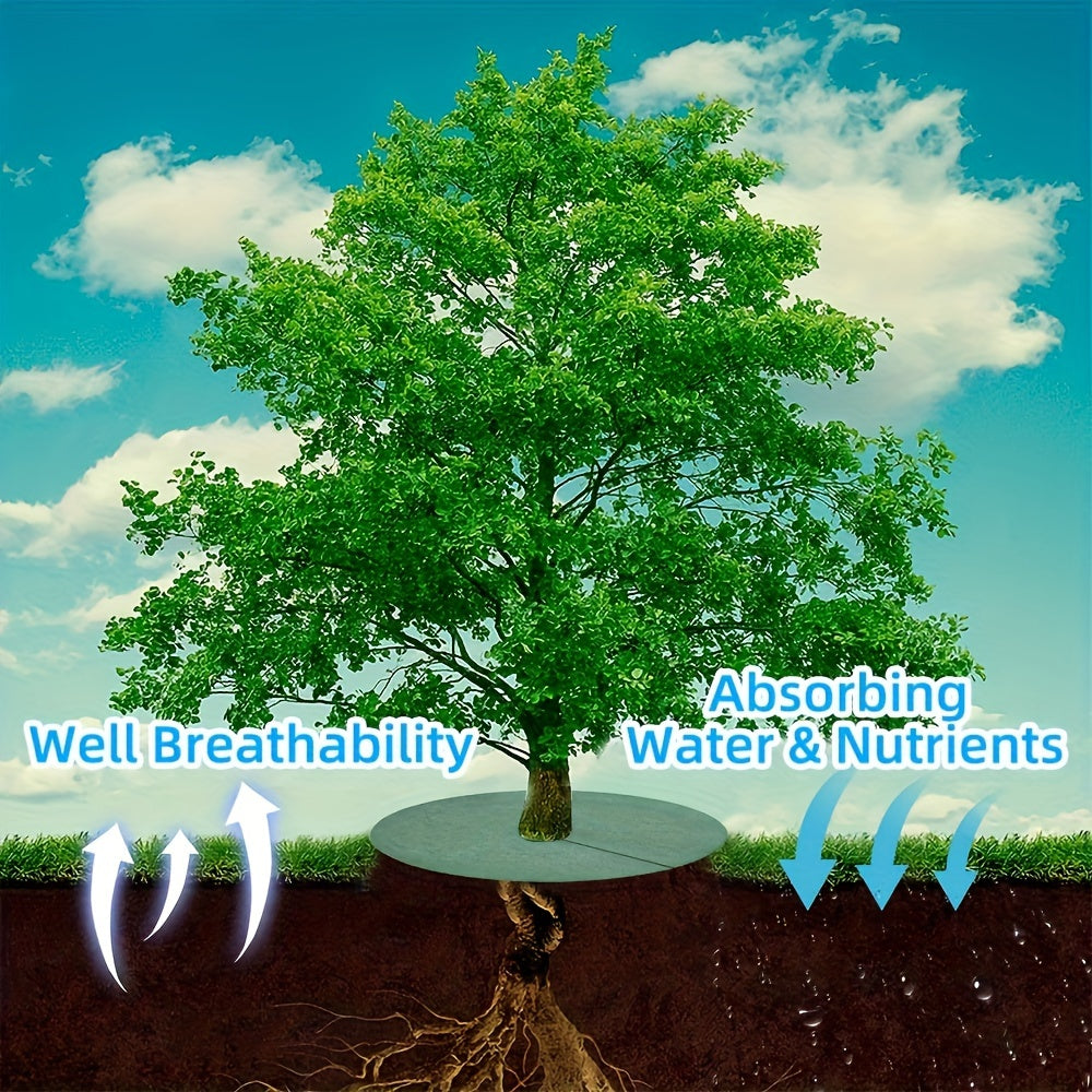 Green Reusable Tree Protector Rings Set of 6 Non-Woven Weed Barrier Mats Root Protection