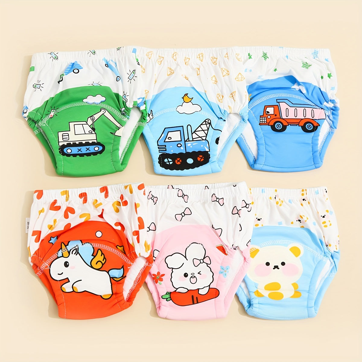 Set of 3 Washable Kids' Training Pants 6-Layer Cloth Diapers for Learning