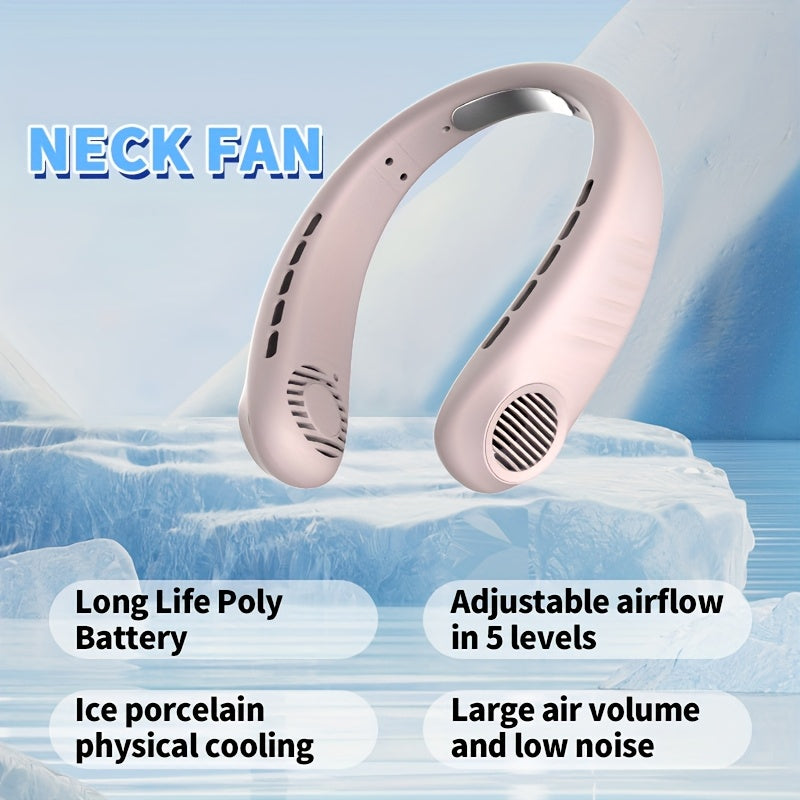 Personal Handheld Fan USB-C Rechargeable 5-Speed Neck Fan for Travel Office Outdoor