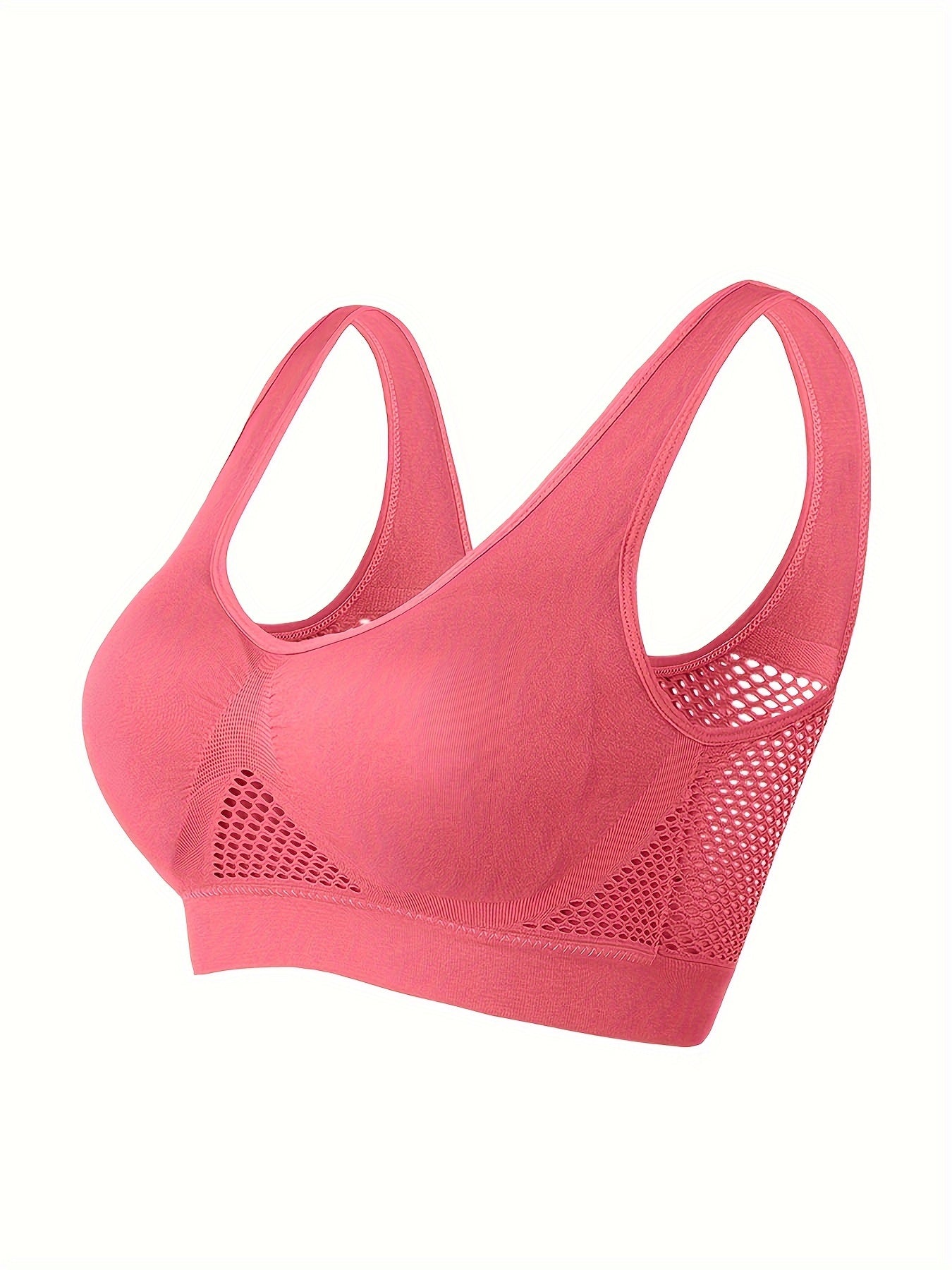 Women's Plus Size Sports Bra Solid Color Breathable High Stretch No Steel Ring 5pcs