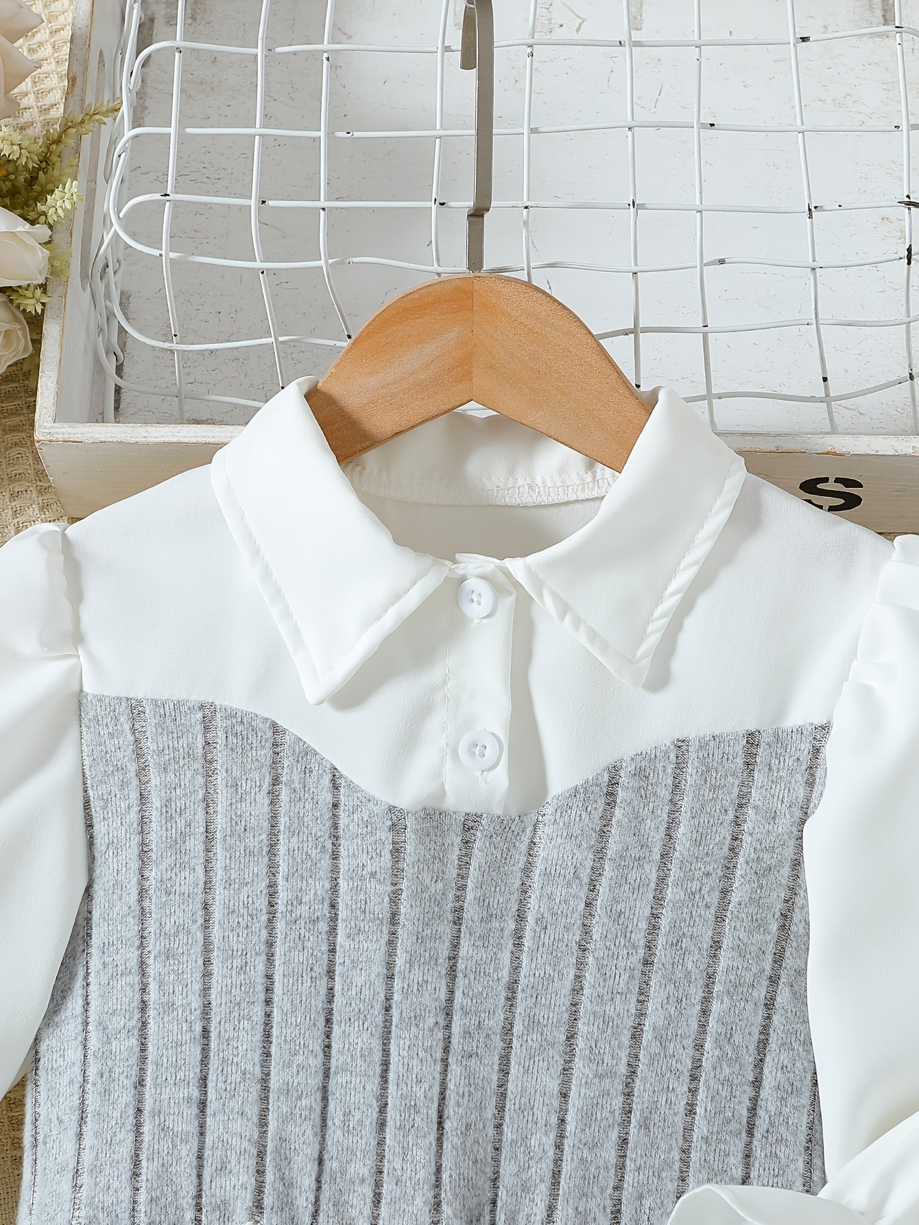 Girls Autumn Two-Piece Set Long Sleeve Collared Shirt and Stretch Pants for Casual and Daily Wear