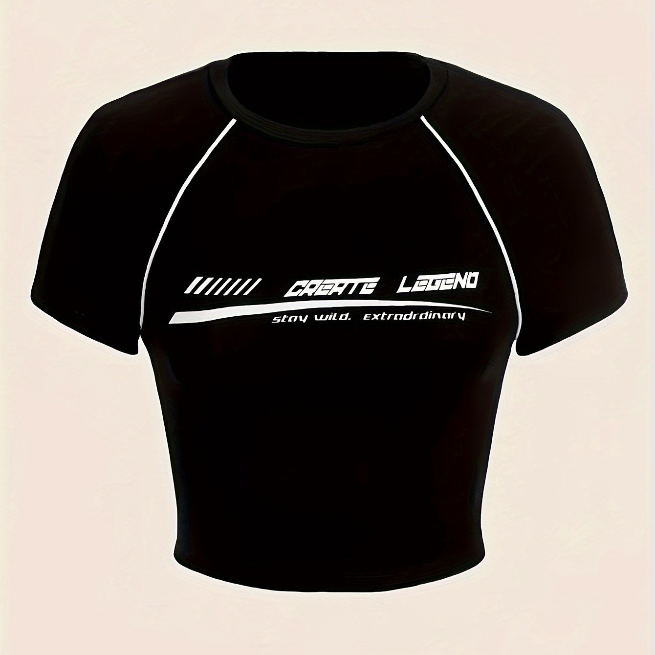 Women's Y2K Letter Print Crop T-Shirt Short Sleeve Summer Casual Knit