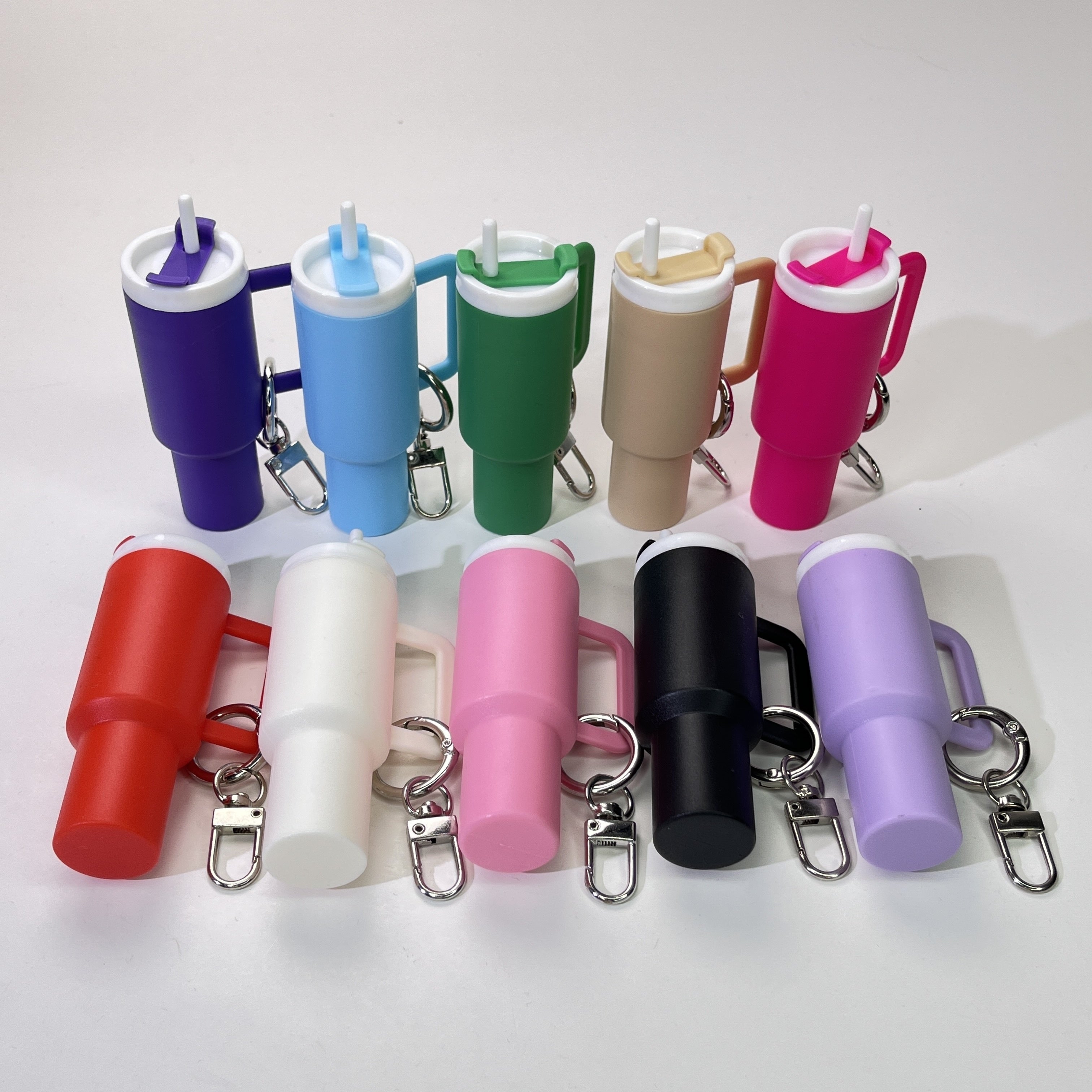 Mini Drink Container Keychain Set with Lipstick Organizer, PVC, 6 Pieces