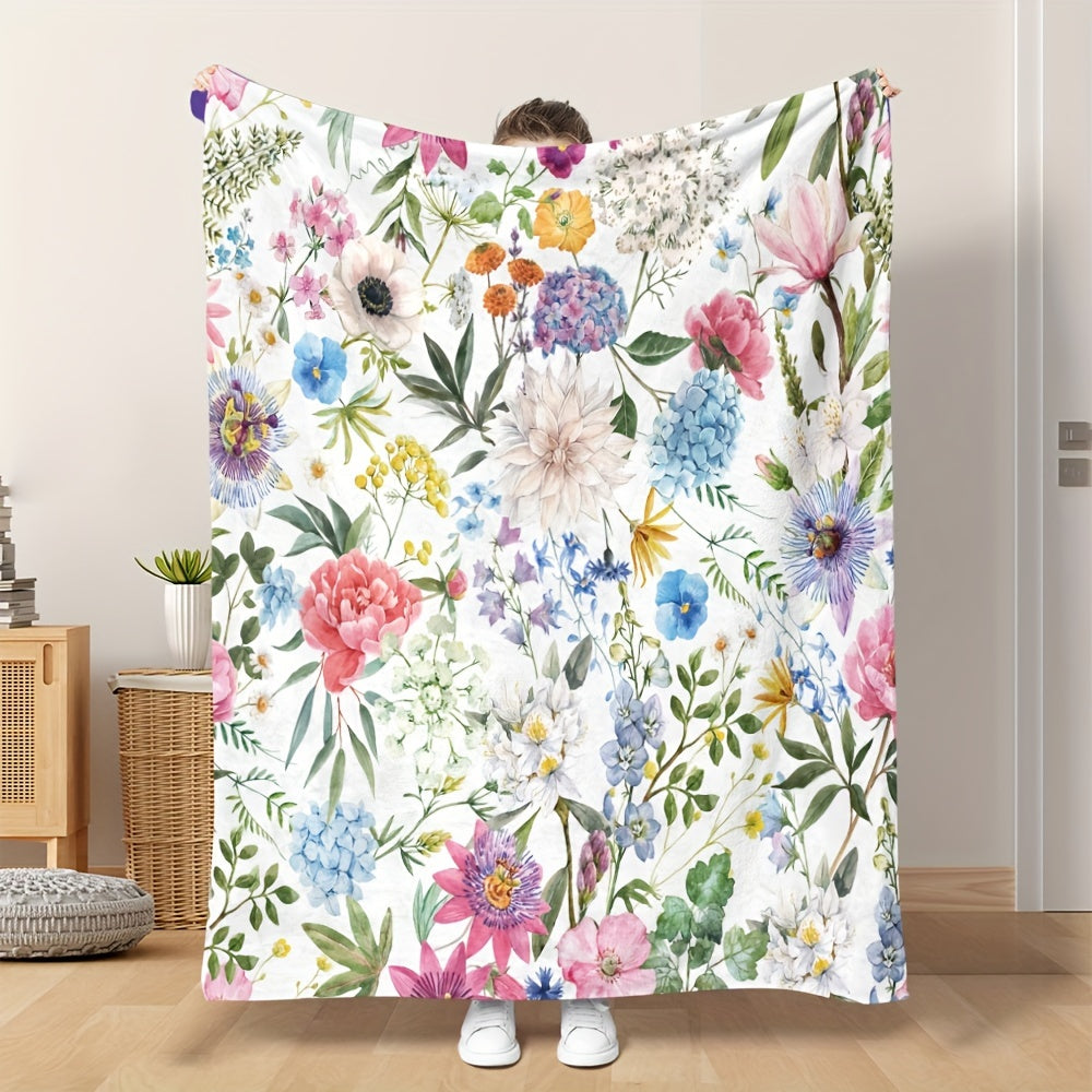 Cozy Flower Print Blanket for Girls and Adults Soft Warm All-Season Bedding