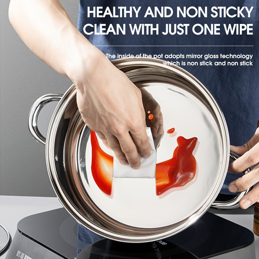 Stainless Steel Cooking Pot with Lid 304 Dual Handle Multipurpose Soup Noodle Pasta