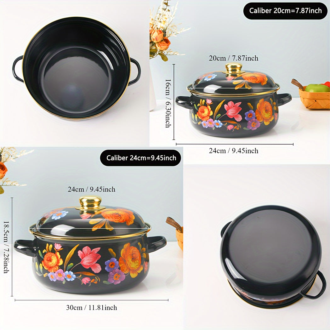 Olla de esmalte multiusos, gran capacidad, adecuada para cocinas de gas y eléctricas