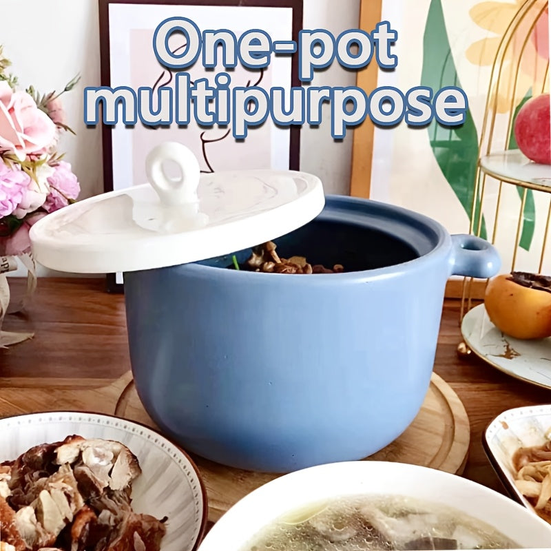 White Soup Pot 4L with Blue Lid, Durable, Gas and Induction Compatible