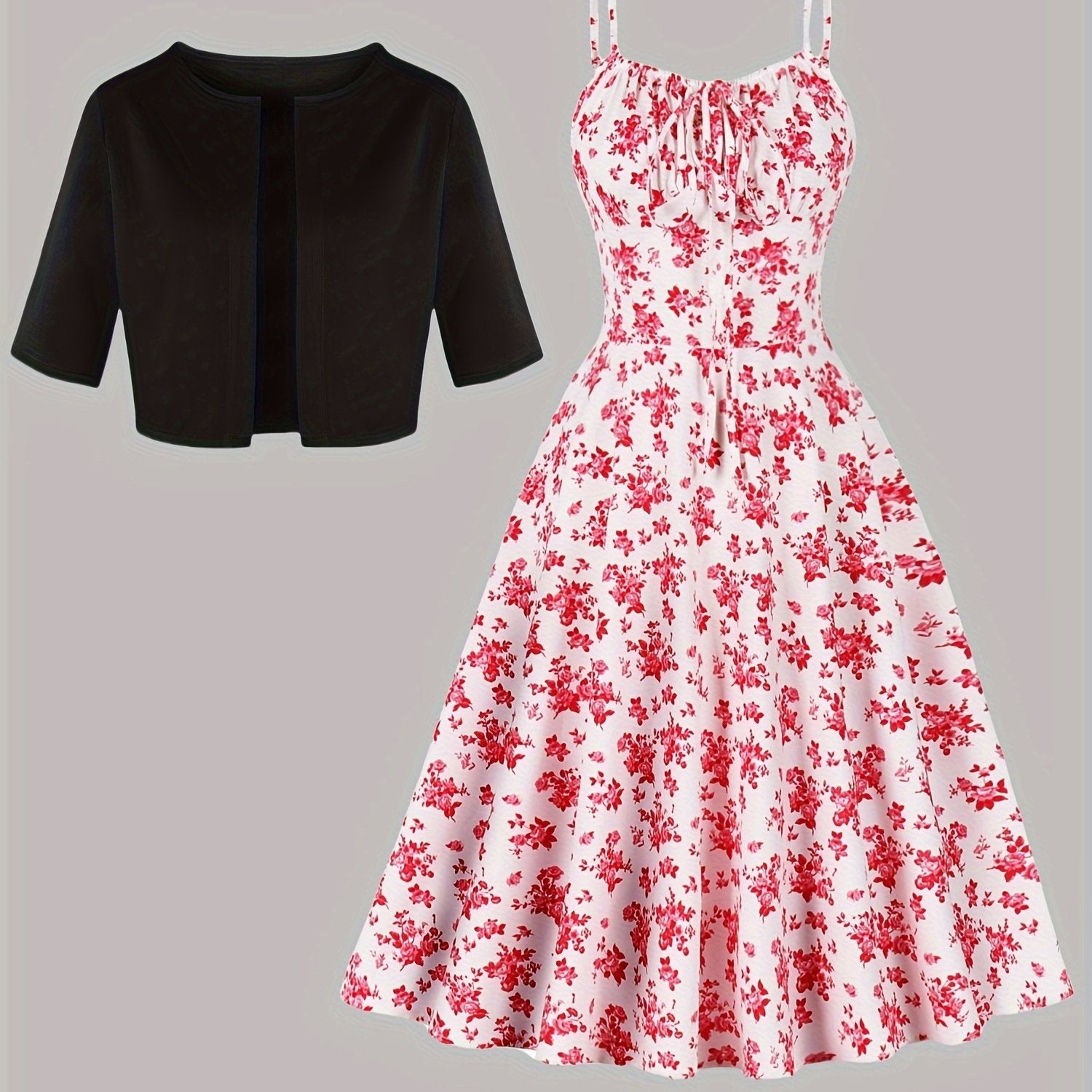 Платье с леопардовым принтом и блейзер на тонких бретелях для осени и зимы, 100% полиэстер