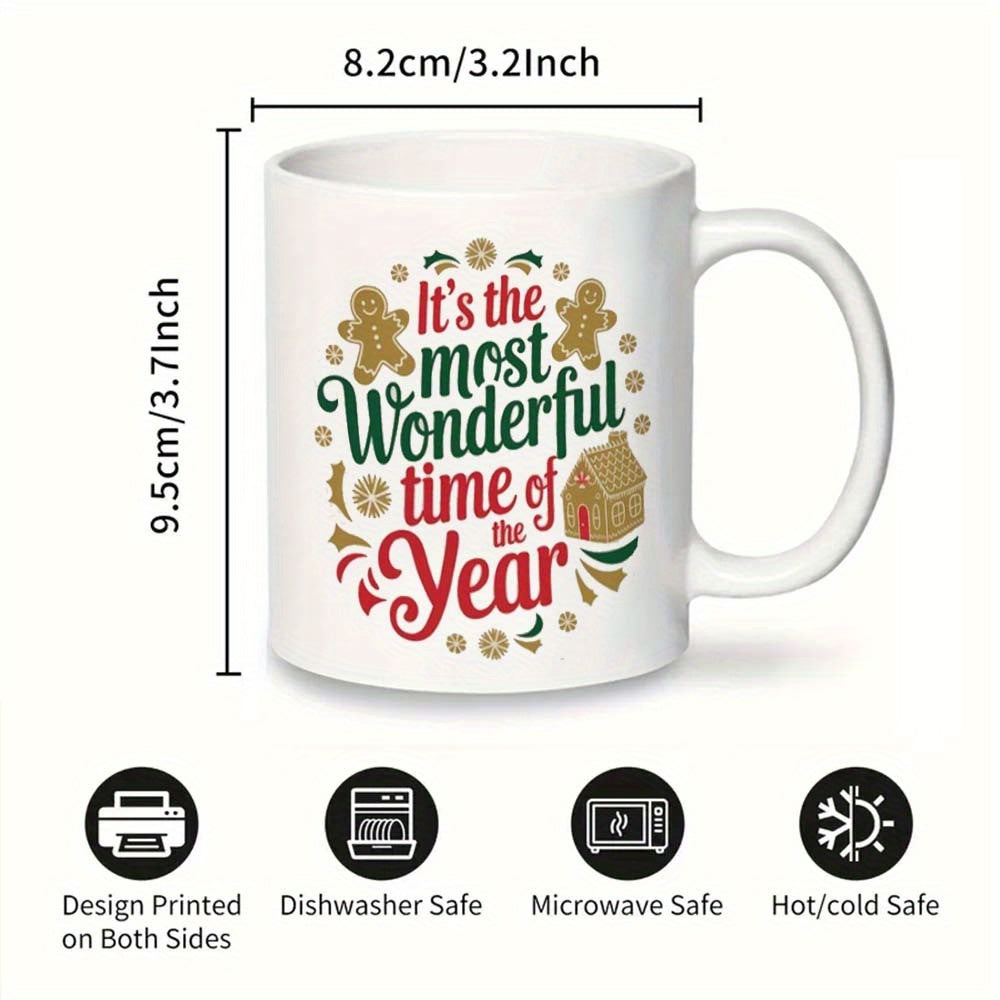 Festive Ceramic Coffee Mug It's the Most Wonderful Time of the Year Holiday Office Camping Dining
