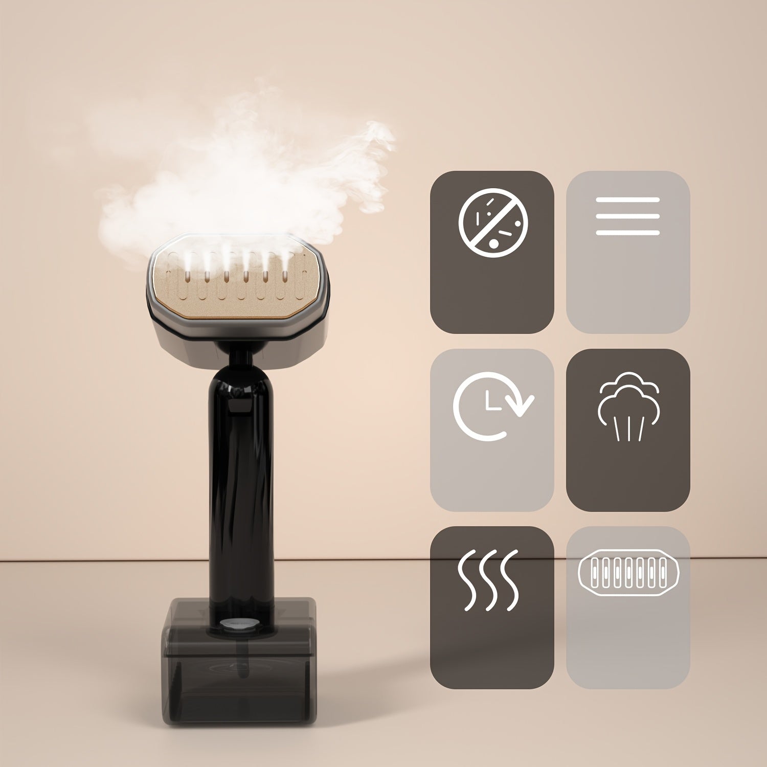 Vaporizador portátil de prendas de 1800W con pantalla de temperatura y depósito de agua de 330ML