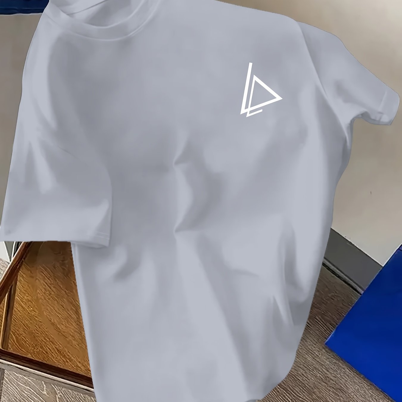 Unisex Navy Blue Heartbeat Print T-Shirt Summer Casual Crew Neck Polyester Elastane