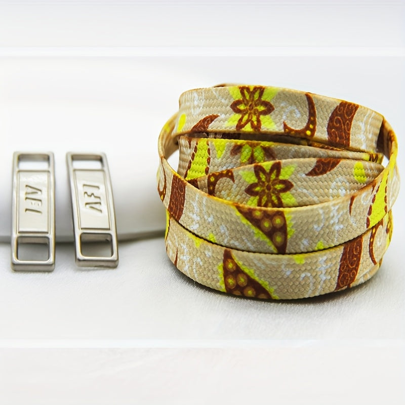 Unisex Cashew Flower Pattern Shoelaces for Sneakers and Boots